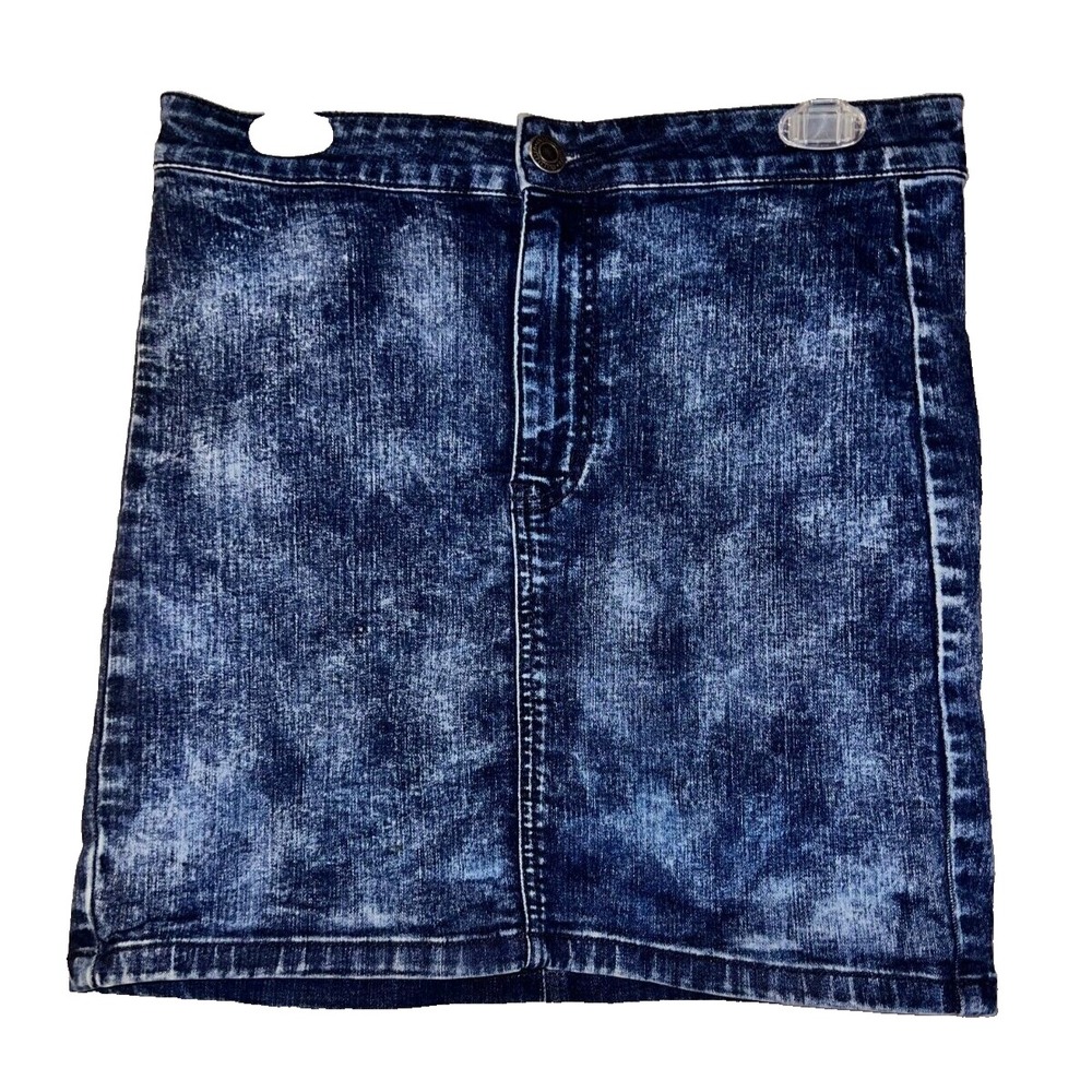 American Eagle Super Stretch Acid Wash Denim Mini Skirt Blue Womens Size 8